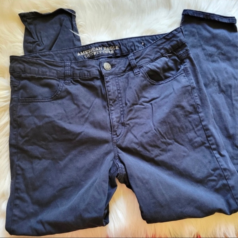 American Eagle Outfitters Navy Blue Stretch Hi-Rise Skinny Jegging Size 14